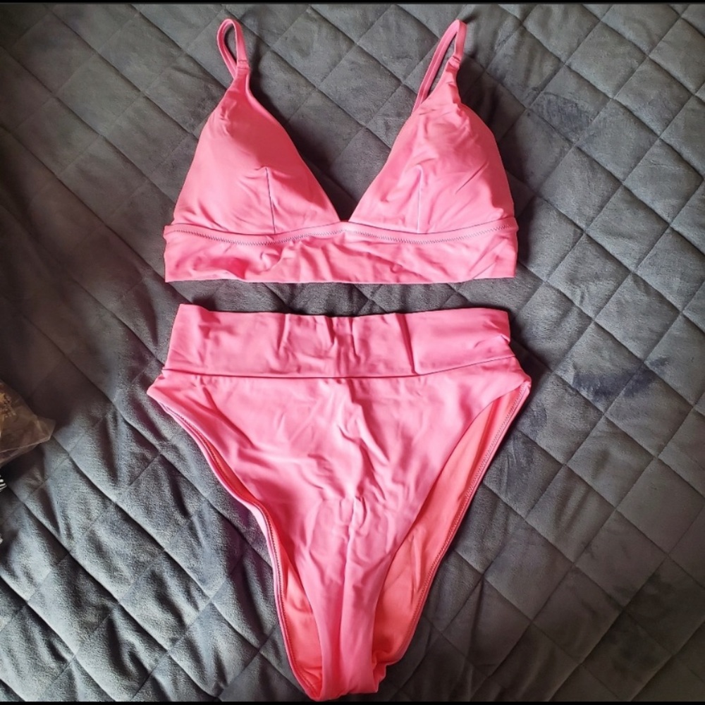 Aerie pink high waisted high cut bikini